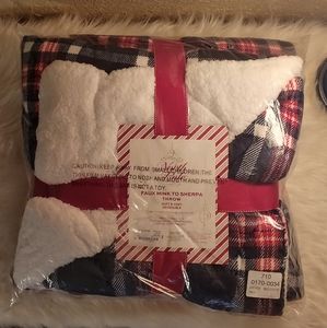 50"x60" Faux Mink to Sherpa Throw- NWT